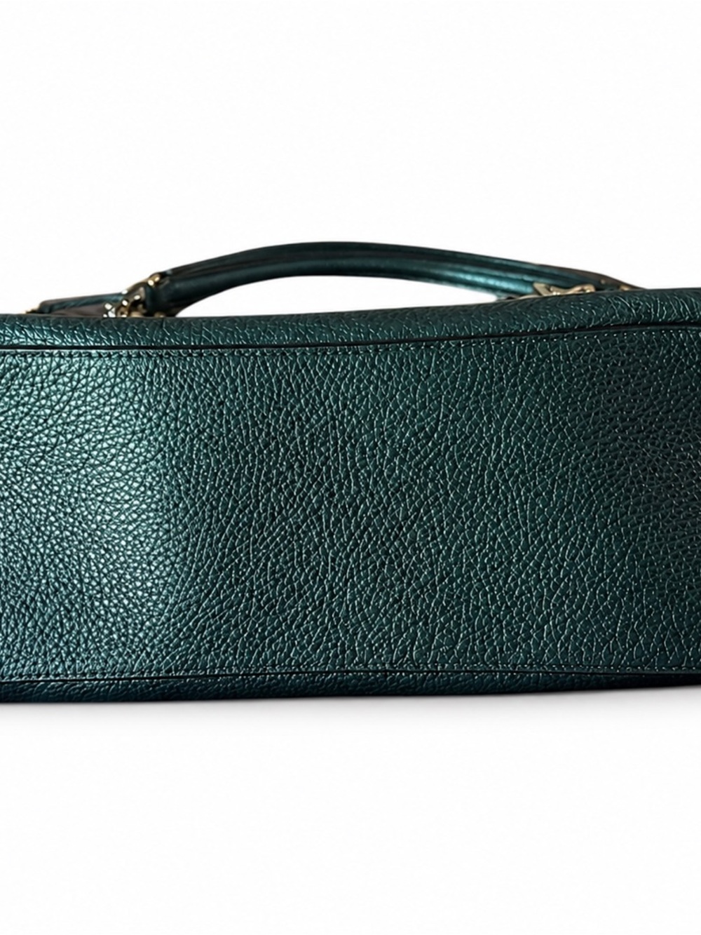 Coach Ava Tote Teal Metallic Pebbled Leather Zip Top Shoulder Bag Purse - Picture 3 of 11